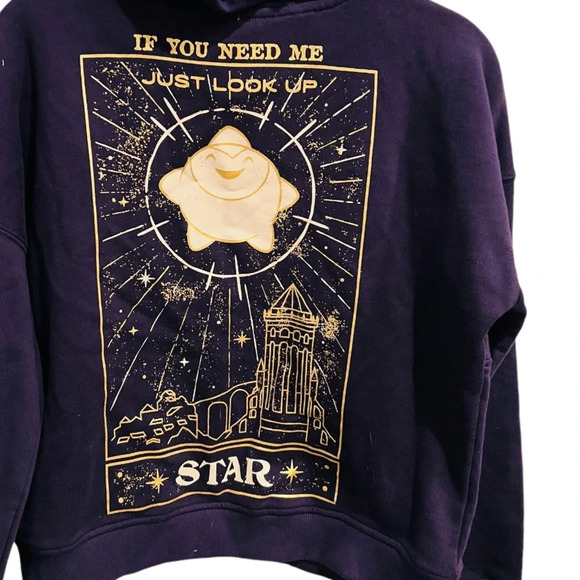 Disney Hoodie Womens Purple Gold Wish Star Look Up Half Zip Size Small - Picture 6 of 8
